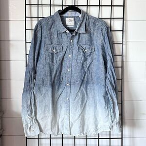 Tommy Bahama Island Modern Fit Linen Shirt Mens XL Blue‎ Ombré TD36910